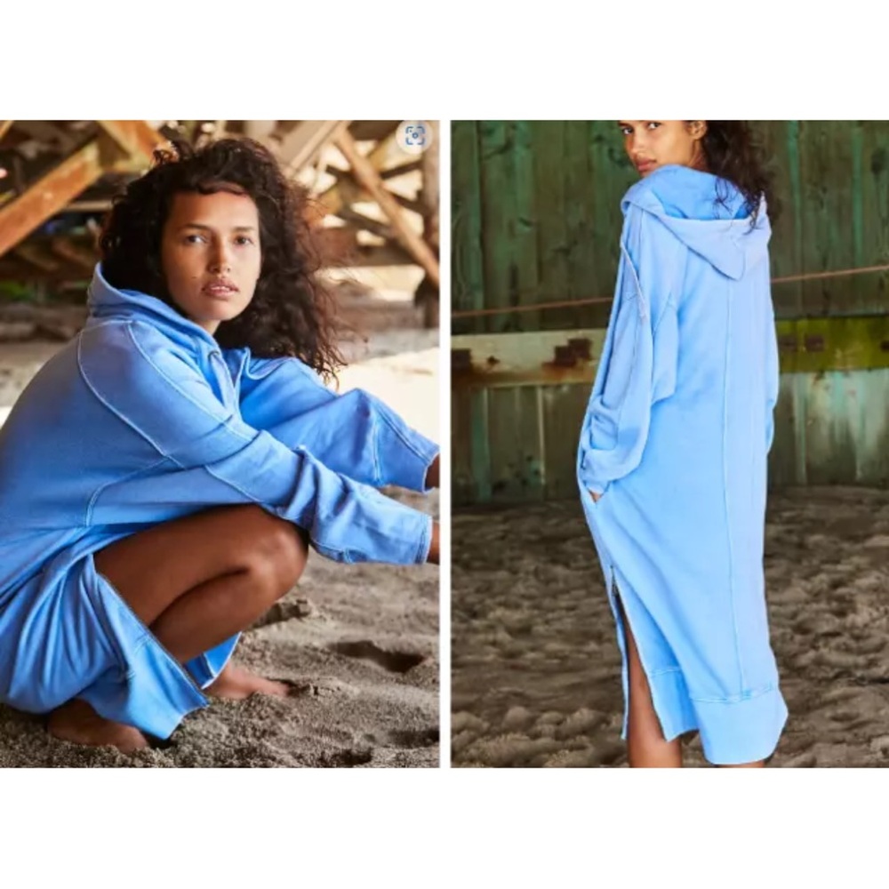 Free People Movement Spur Of The Moment Sweatshirt Blue Moon Quartz Size L
